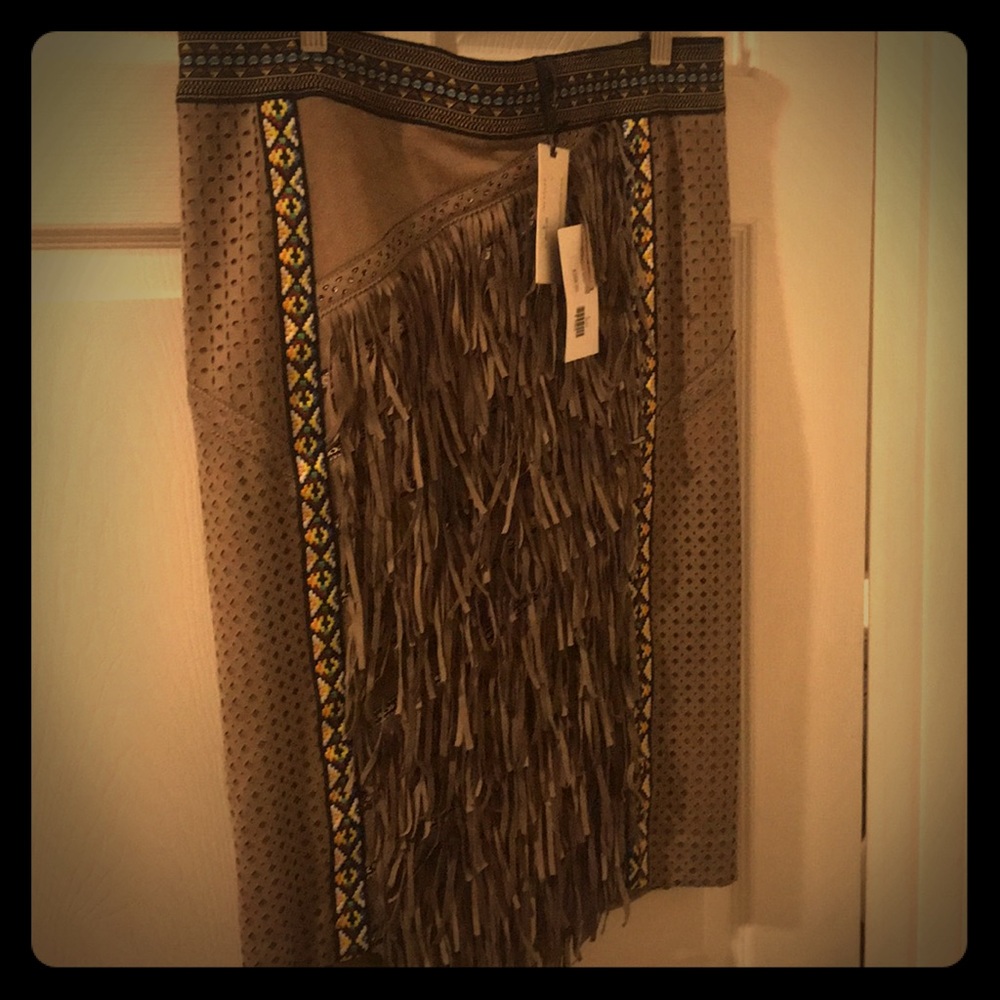 Bryan Lars beauty mark fringe skirt